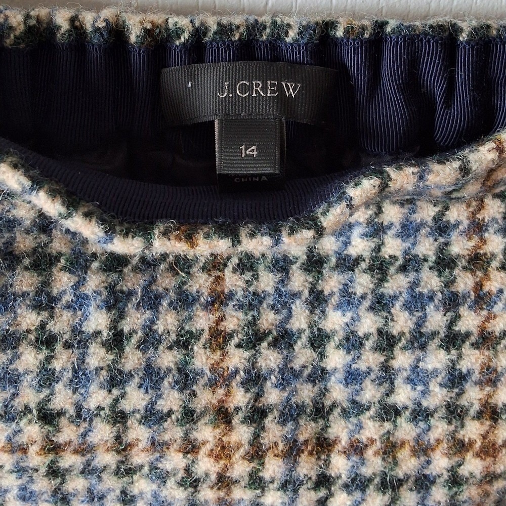 NWOT J.Crew Plus 14 Houndstooth Ruffle Skirt 100% Wool W/Pockets Preppy Coastal - Picture 6 of 8
